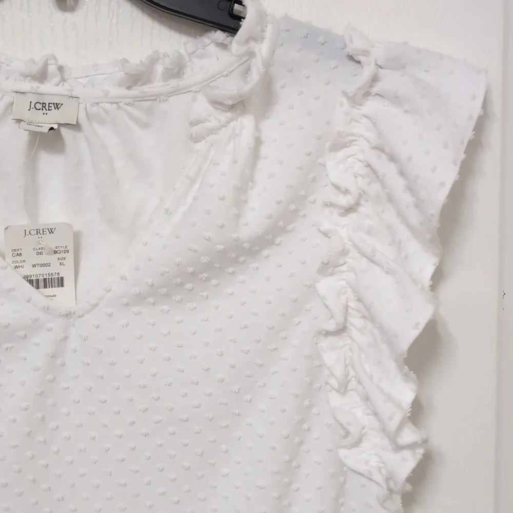 J. Crew Bundle .Swiss Dot Flutter Sleeve V-Neck Top. Set Of 2. NEW. Size XL